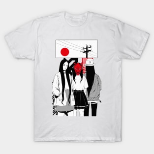 Cool Japanese Samurai Illustration T-Shirt